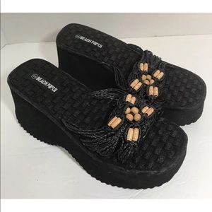 Platform Wedge Flip Flops Slides Beaded Sandals 9